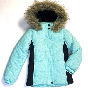 Kid’s Pulse Premium Outerwear Hooded Jacket in Aqua Blue/Green - Kid’s Sz 4